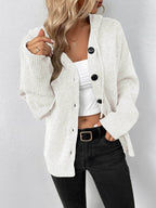 Trendsi casual hooded cardigan in light beige with buttons and ribbed sleeves, perfect for layering