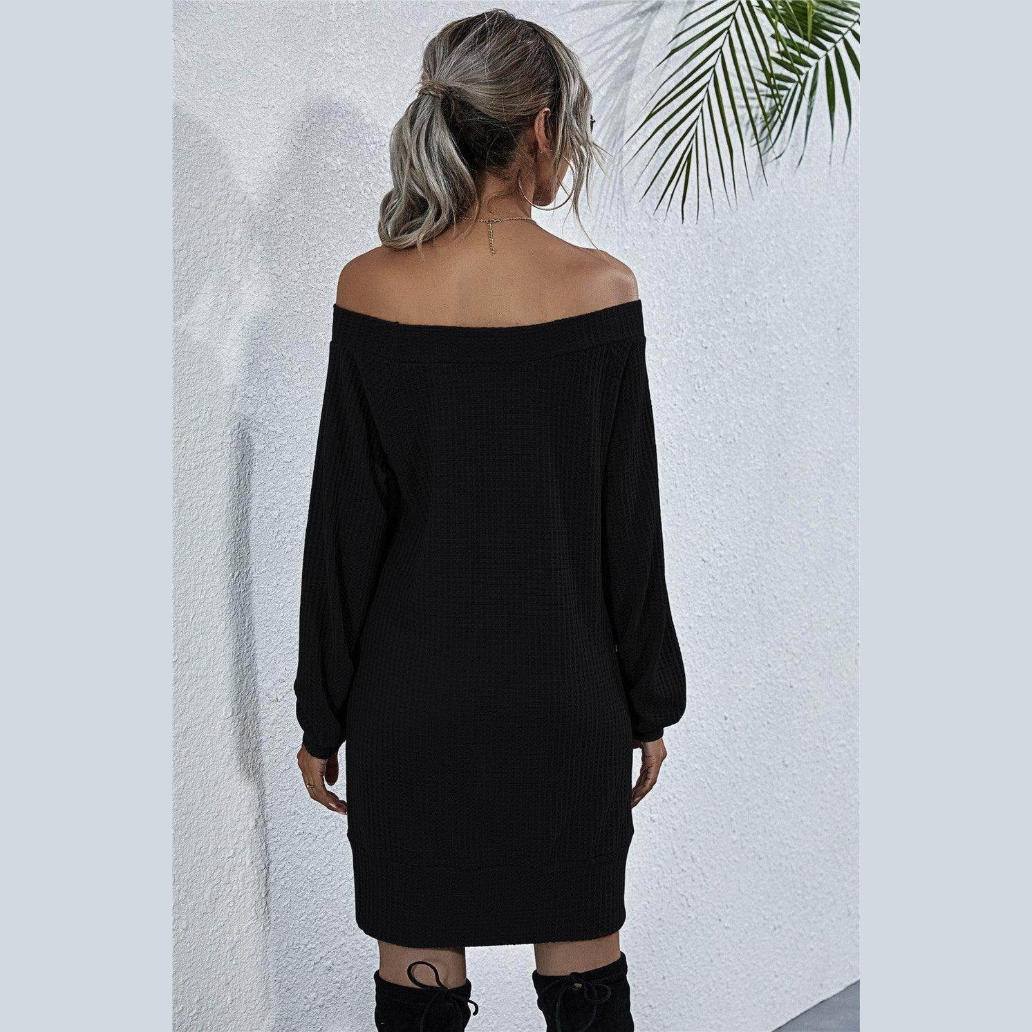 Trendsi casual mini dress for vacation featuring an off-the-shoulder design and relaxed fit