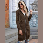 Trendsi Women's Casual Travel Hoodie in Dark Brown with Front Pockets and Zipper Closure