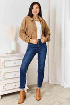 Trendsi Women's Casual Vacation Jacket in brown with a relaxed fit and zip front, perfect for stylish travel