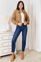 Trendsi Women's Casual Vacation Jacket in brown with a relaxed fit and zip front, perfect for stylish travel