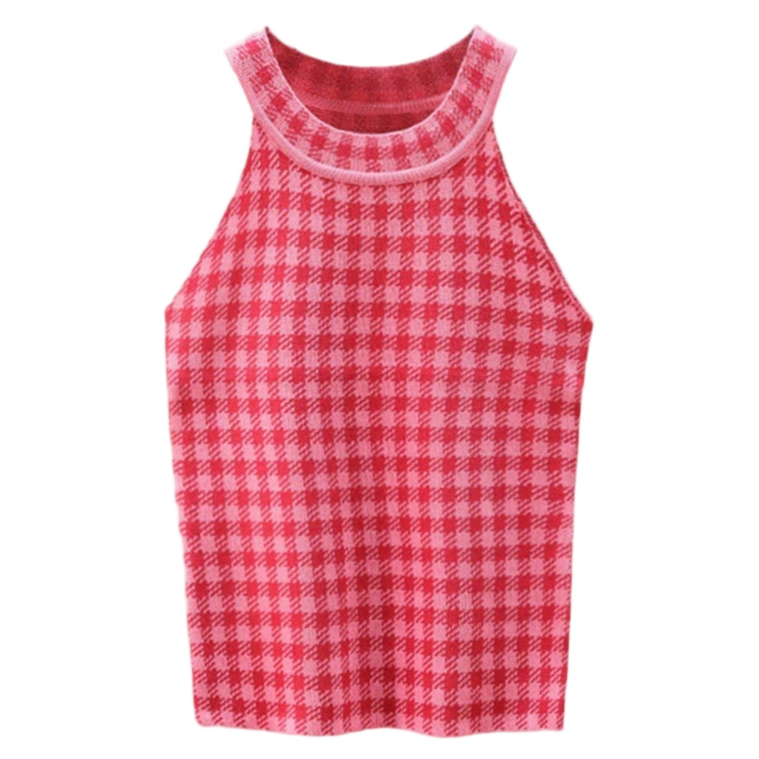 Trendsi Women's Casual Vacation Knitwear in Red Gingham Pattern for Summer Outings
