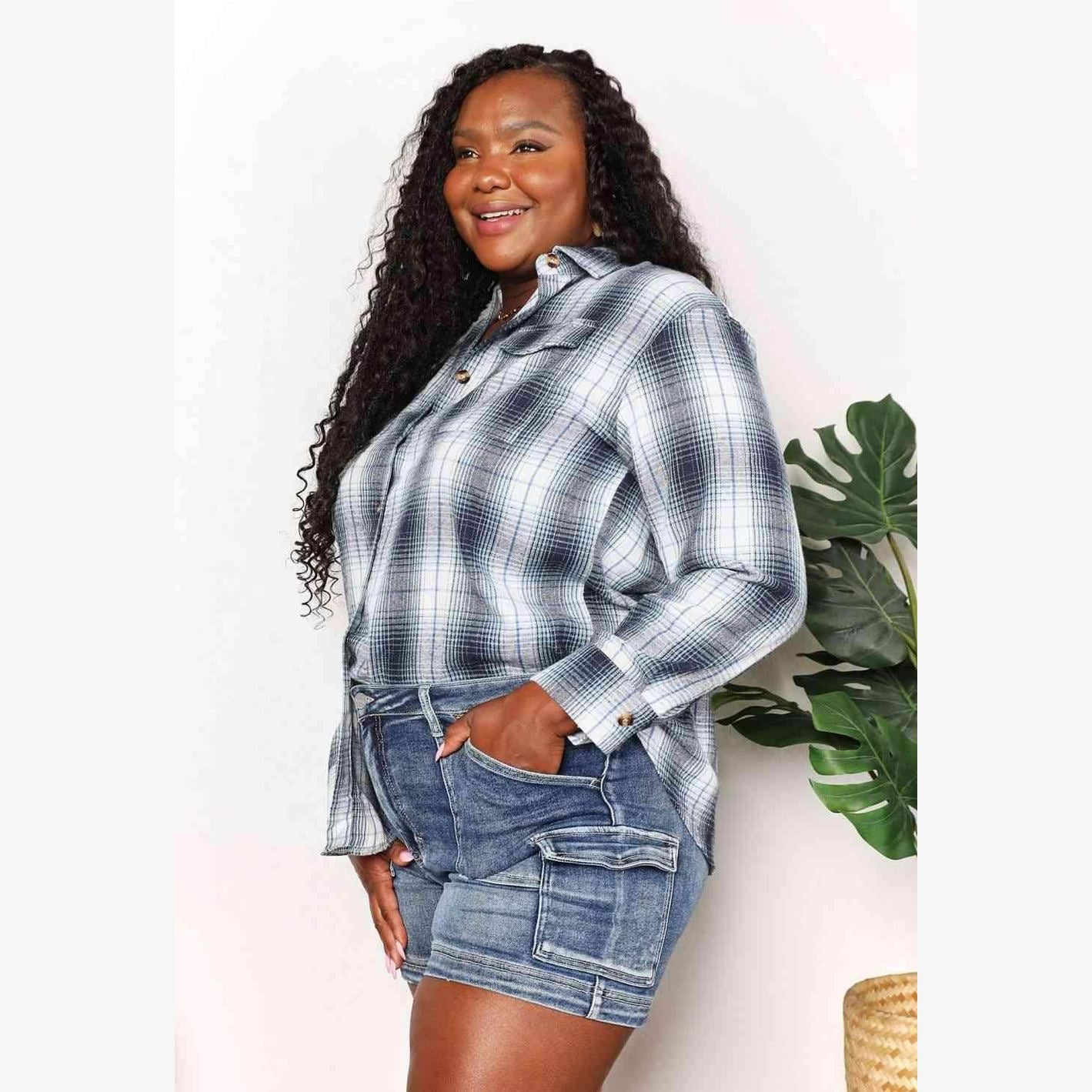 Trendsi Women's Casual Vacation Shirt in plaid design, perfect for summer outings