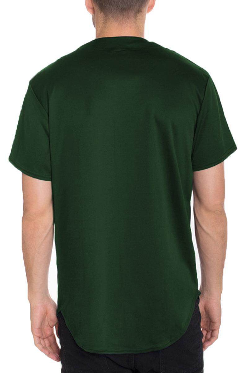 Back view of a green men's shirt from VacationGrabs, perfect for casual vacation wear for men.