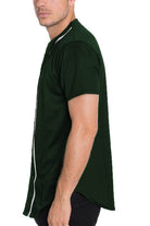 Men's green short sleeve shirt with a stylish design, ideal casual vacation wear for men