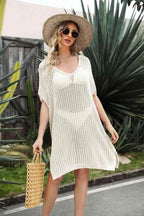 Openwork Side Slit Cover-Up Dress - VacationGrabs