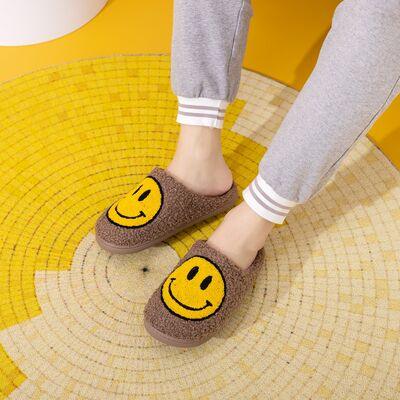 Women's Shoes - Slippers Khaki Yellow Smiley Face Slippers