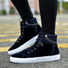 Men's Shoes Chain Canvas Shoes High-Top Casual Sneakers For Men
