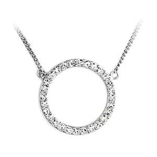 Women's Jewelry - Chain Pendants Chain Necklace Pendant LOA478 - Rhodium Brass Necklace with Top Grade Crystal in Clear