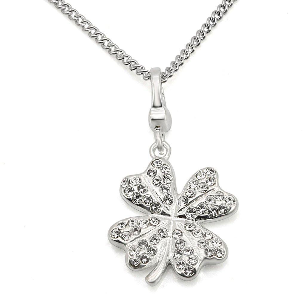 Women's Jewelry - Chain Pendants Chain Necklace Pendant LOS425 - Silver 925 Sterling Silver Chain Pendant with Top Grade Crystal in Clear