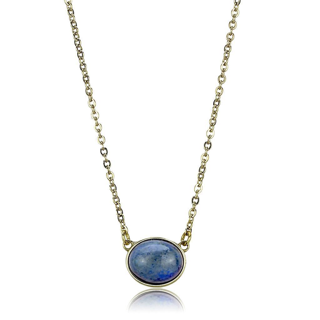 Women's Jewelry - Chain Pendants Chain Necklace Pendant TK3287 - IP Gold(Ion Plating) Stainless Steel Necklace with Precious Stone Lapis in Montana
