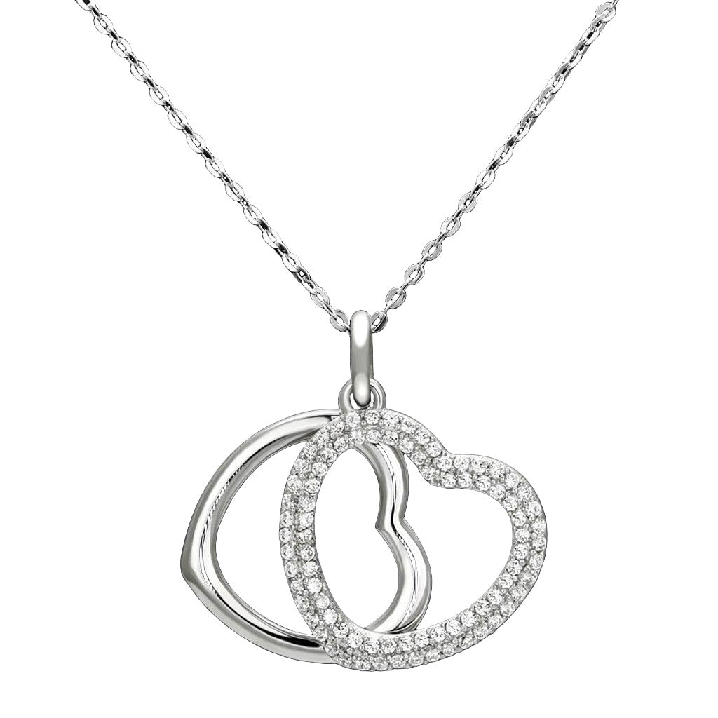 Women's Jewelry - Chain Pendants Chain Necklace Pendant Women's TS128 - Rhodium 925 Sterling Silver Necklace with AAA Grade CZ in Clear