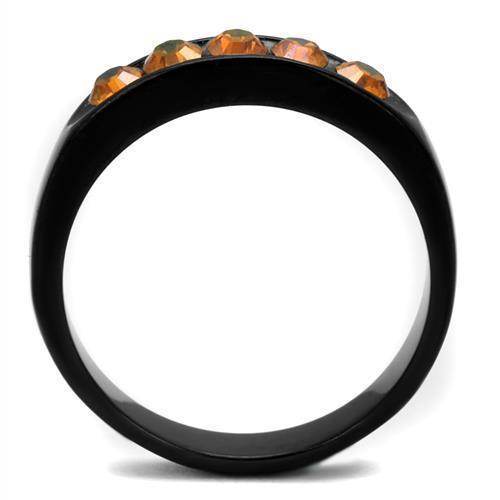 VacationGrabs Women's Ring with Champagne Crystal Rings Set in Elegant Black Band
