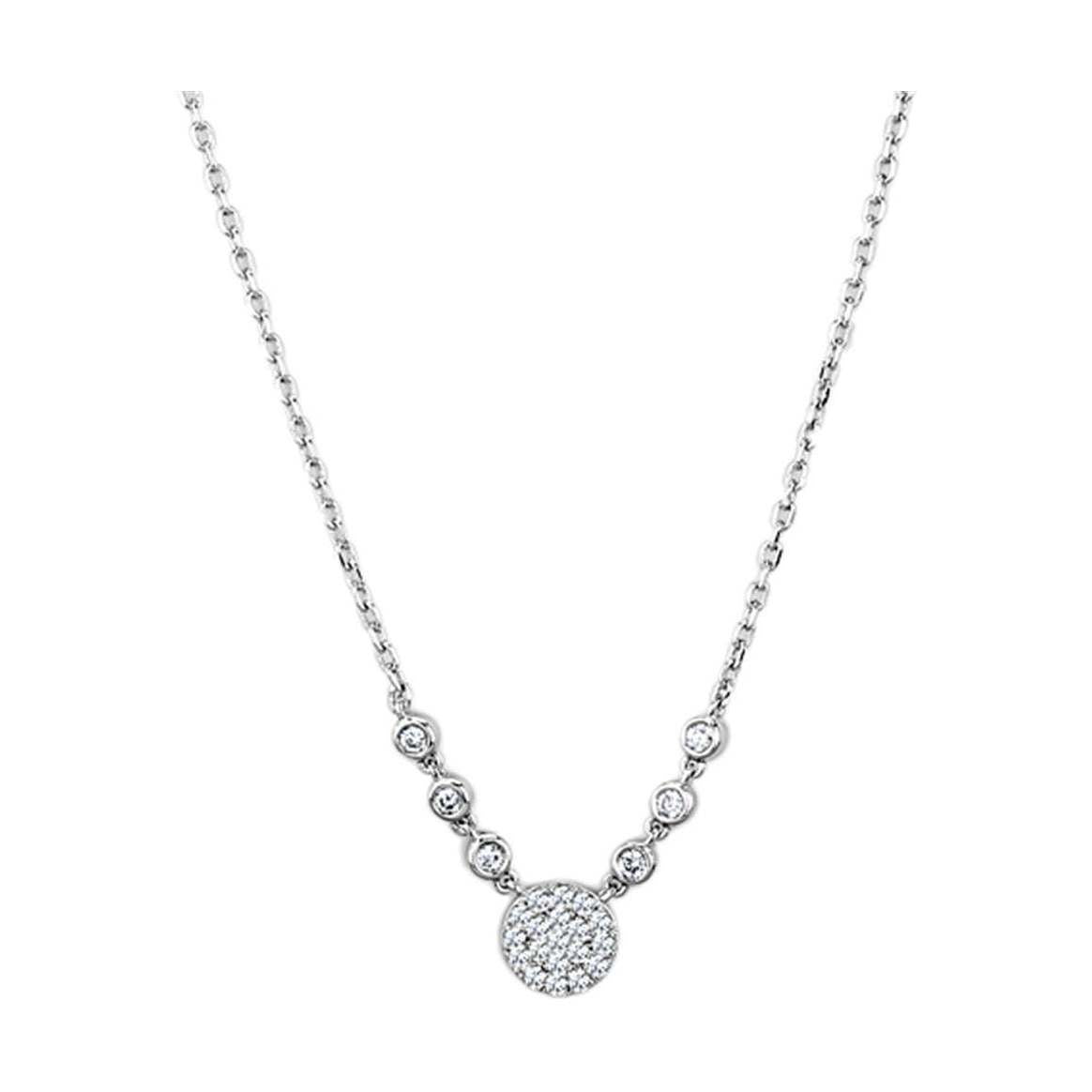 Elegant circle pendant rhodium necklace with sparkling crystals for a glamorous look