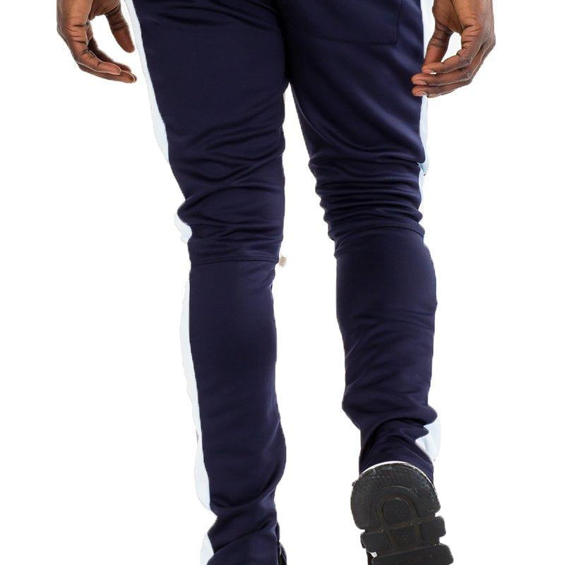 Men's Pants - Joggers Classic Slim Fit Track Pants Mens - Navy / White