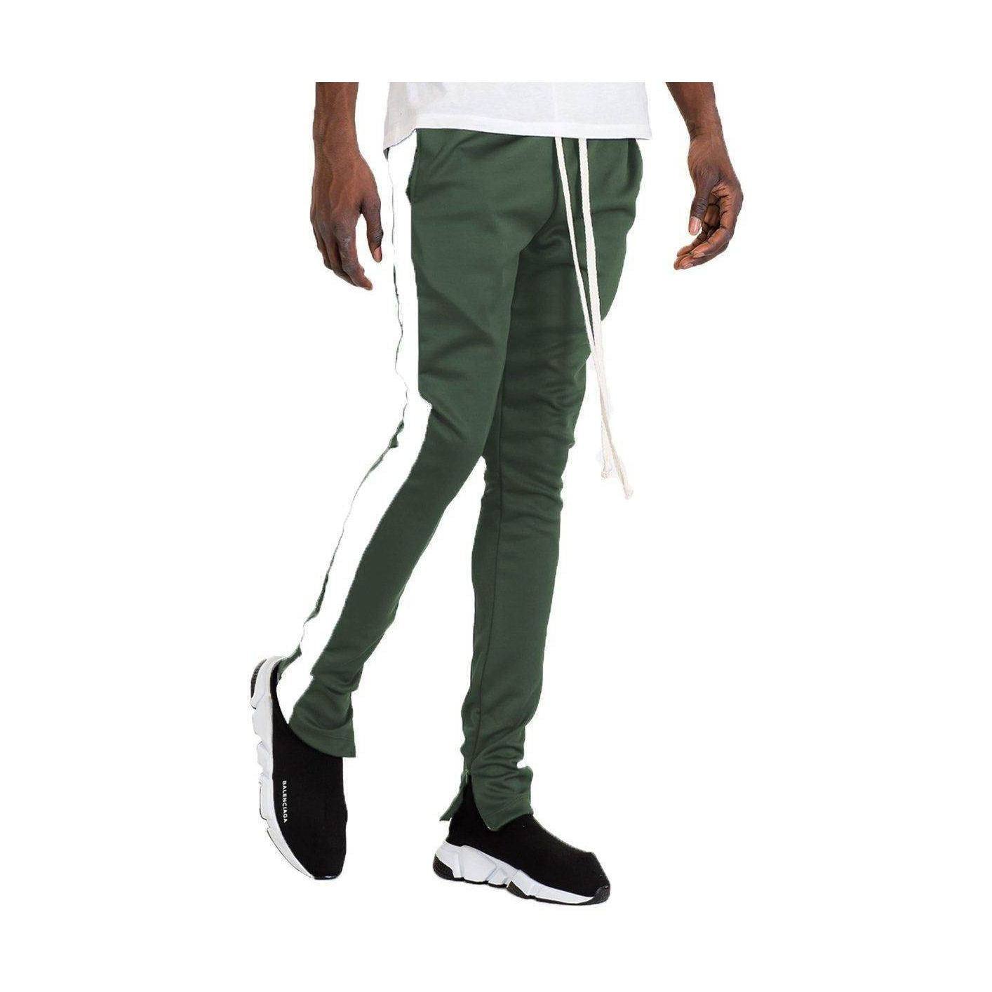 VacationGrabs classic track pants for men in green color with a slim fit design