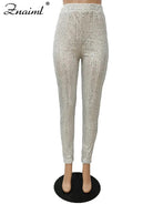 Women's Clubwear Clubwear Sequin High-Waist Skinny Pants Night Club Wear
