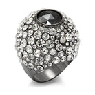 Cobalt black brass fashion ring adorned with sparkling crystals for a bold statement look