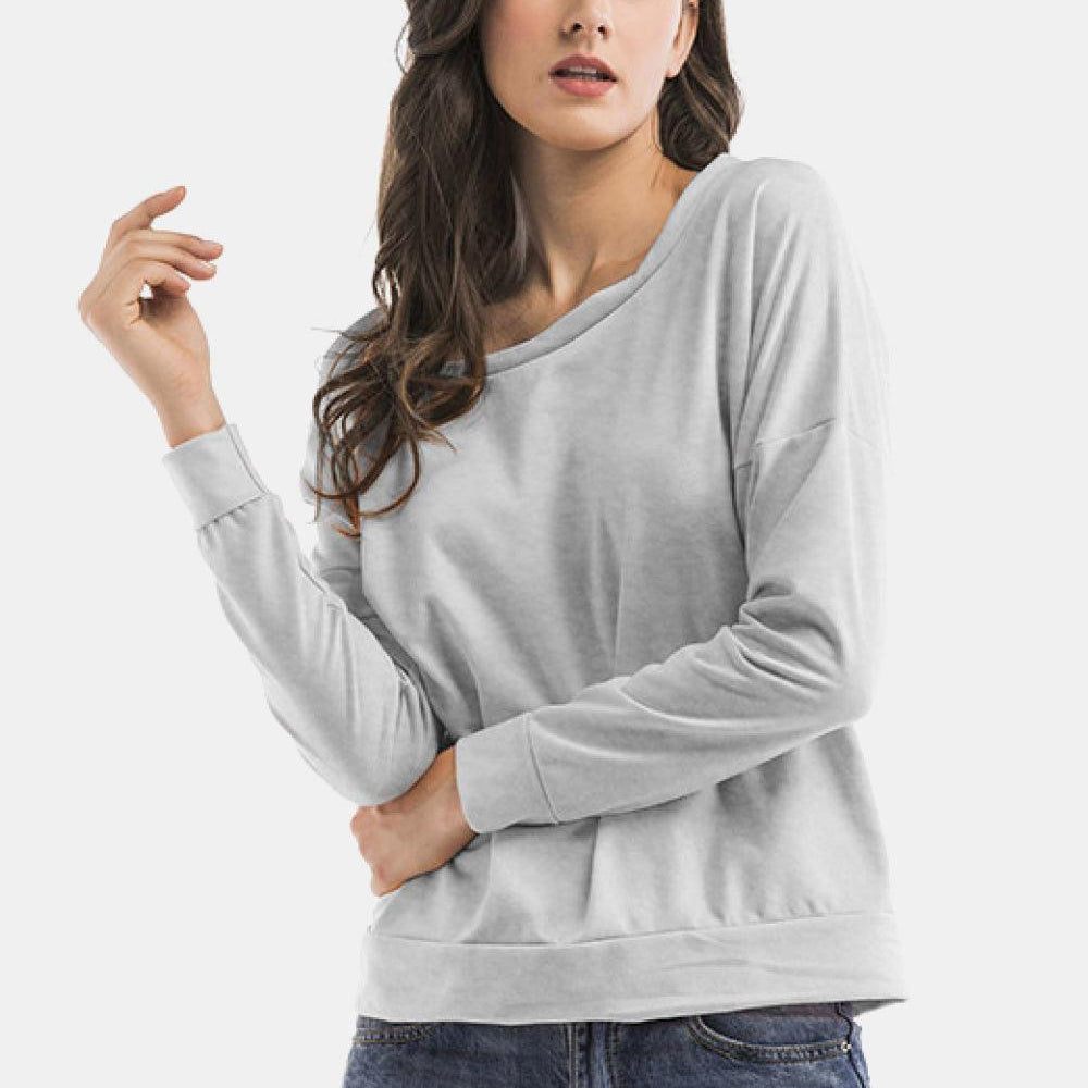 Women's Sweatshirts & Hoodies Cold-Shoulder Asymmetrical Neck Sweatshirt