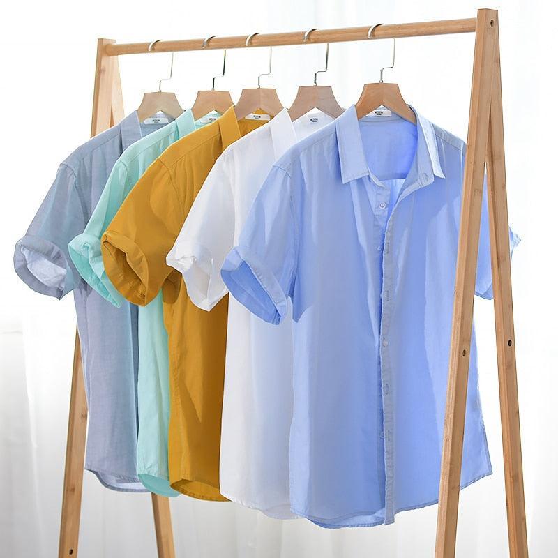 Men's Shirts Colorful Solid Color Shirts For Men Casual Cotton Fashions