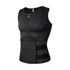 VacationGrabs black compression waist trainer with zipper and adjustable straps for men