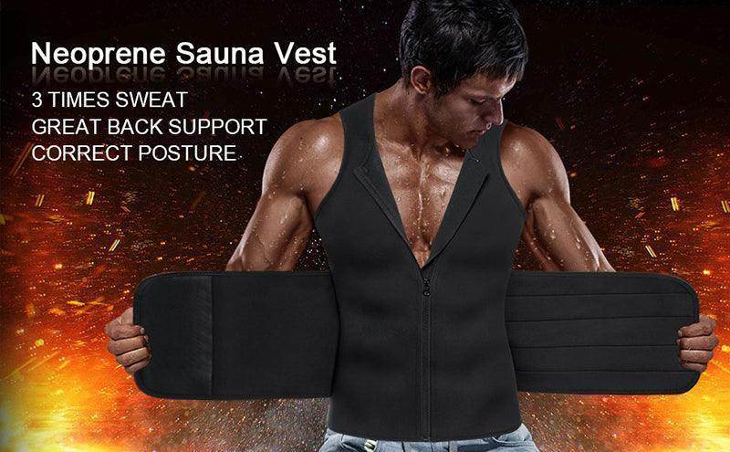 Men's Neoprene Sauna Vest with Compression Waist Trainer for Enhanced Sweat and Back Support