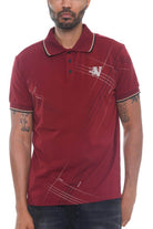 VacationGrabs Men's Couture Button Down Polo in Burgundy with Stylish Stripe Design