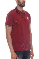 VacationGrabs men's couture button down polo shirt in burgundy with stylish design and short sleeves