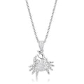 Silver crab pendant chain necklace for women with sparkling crystal details