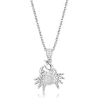 Silver crab pendant chain necklace for women with sparkling crystal details