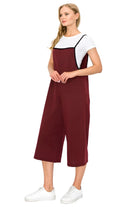 Women's Jumpsuits & Rompers Cropped Bottom Wide Leg Oversized Jumpsuit - Burgundy