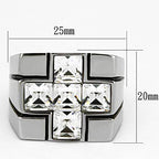 Stylish cross design ring for men featuring cubic zirconia stones and a sleek black finish
