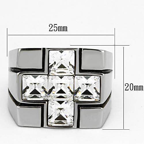 Stylish cross design ring for men featuring cubic zirconia stones and a sleek black finish