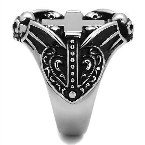 Men's cross skull epoxy ring with detailed design and skull embellishments for bold style