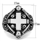 Cross skull epoxy ring featuring detailed engravings and a polished center, perfect for men's jewelry collection
