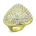 Stunning crystal embellished gold ring featuring a dome design covered in sparkling crystals
