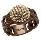 VacationGrabs crystal studded chain ring in brown with a sparkling dome of crystals for stylish elegance