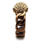 VacationGrabs crystal studded chain ring with a braided design and shimmering stones on top