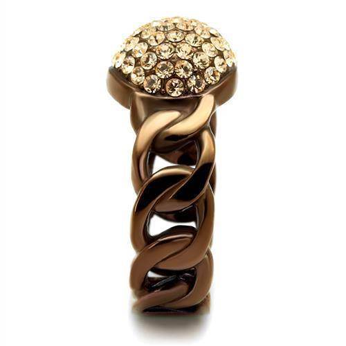VacationGrabs crystal studded chain ring with a braided design and shimmering stones on top