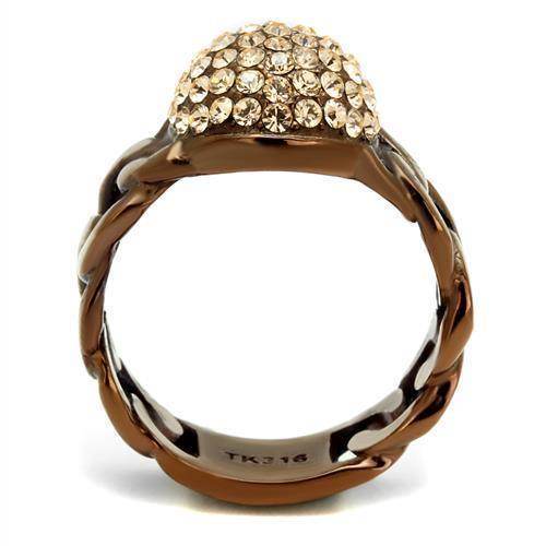 Elegant brown women's ring featuring a crystal studded chain ring design with shimmering stones