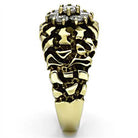 Unique men's cubic zirconia gold ring featuring a bold textured design for a striking look