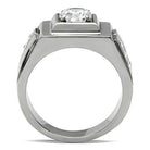 Stylish men's ring featuring cubic zirconia mens jewelry in a sleek silver design