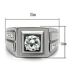 Stylish cubic zirconia mens jewelry ring with a bold design and sparkling center stone