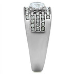 Elegant cubic zirconia mens ring with a stunning central stone and unique band design