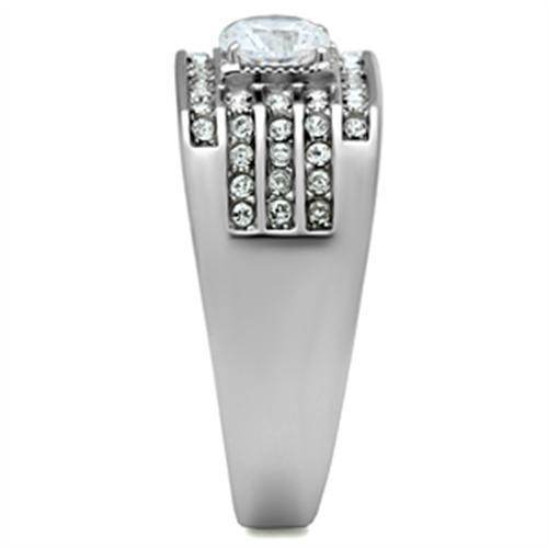 Elegant cubic zirconia mens ring with a stunning central stone and unique band design