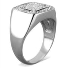Stylish silver cubic zirconia mens ring with a square top design for elegant occasions