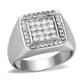 Cubic zirconia mens ring featuring a square design with a stunning array of sparkling stones