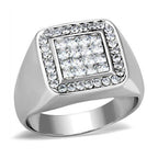 Cubic zirconia mens ring featuring a square design with a stunning array of sparkling stones