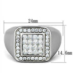 Cubic zirconia mens ring featuring a square design with sparkling stones and a polished finish