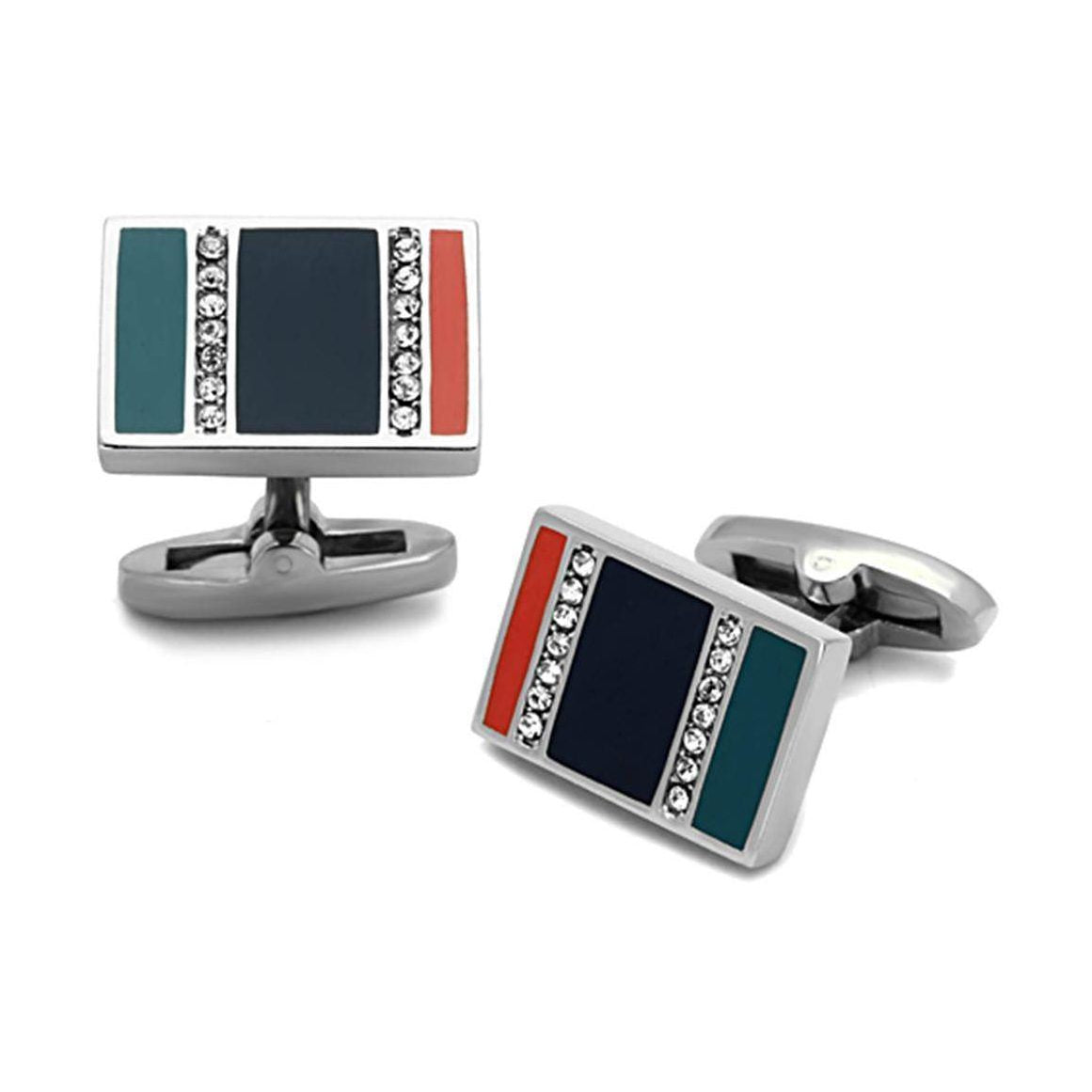Stylish cufflinks for mens in navy blue and red color, perfect for formal occasions